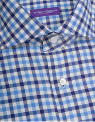Patrick Hellmann Collection White Shirt With Blue Checks Gingham Pattern thumbnail 2